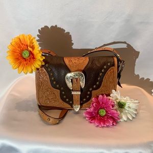 Montana Silversmith Hand tooled Western Shoulder Bag